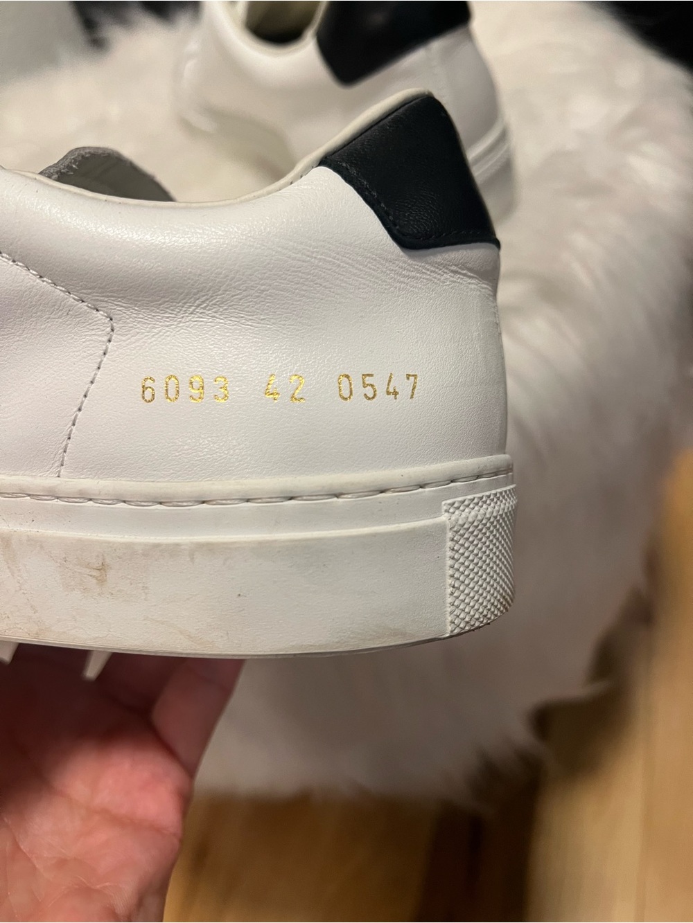 Common projects Classic White Leather Sneaker with Black Heel Tab size 42